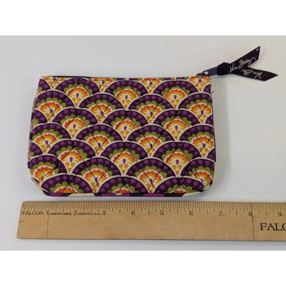 Vera Bradley Plum Crazy Quilted Cosmetic Pouch Makeup Bag Retired EUC